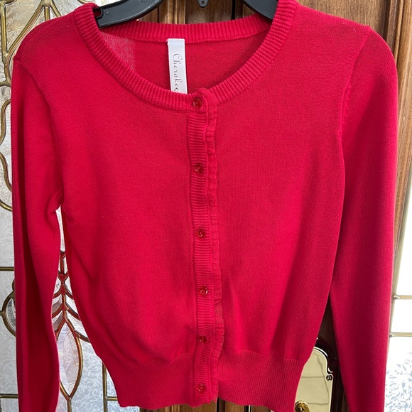 Cherokee Other - “CHEROKEE” RED GIRLS BUTTON UP SWEATER, SIZE 7/8